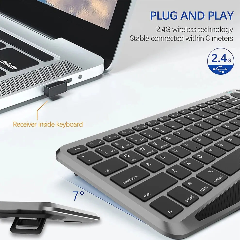 Bluetooth Wireless Keyboard with Touchpad 7-Colors Backlit 2.4g Rechargeable Trackpad Keyboard for Smart TV, IOS IPhone/IPad
