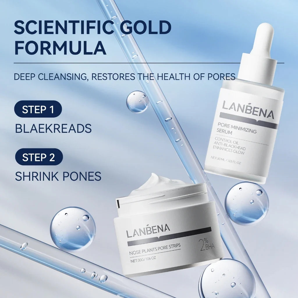 LANBENA Blackhead Removing Nose Strips and Pore Minimizing Serum Set Nose Mask