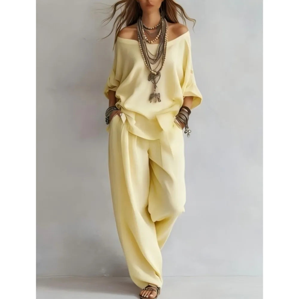 2026fashion V Neck 7 Button Sleeve Women Top Set 2 Pieces Spring