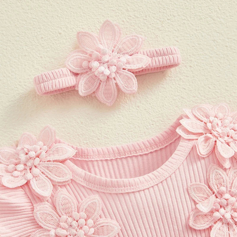 3D Flower Summer Baby Girls Romper Princess Mesh Newborn Clothes Lace