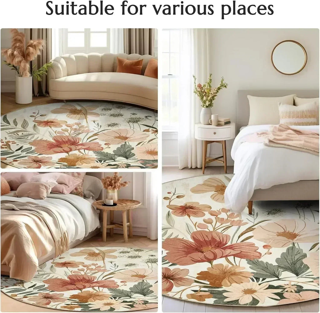 Bohemia Luxury Pattern Persian Round Carpet Washable Decoration Home
