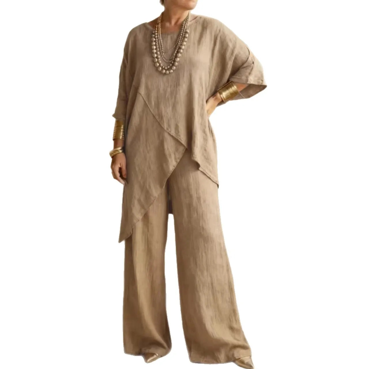 Fashion Loose Women's Matching Sets Casual Half Sleeve Loose Tops and