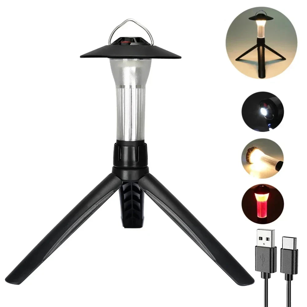 Camping Lantern with Tripod Dimmable Rechargeable LED Camping Tent