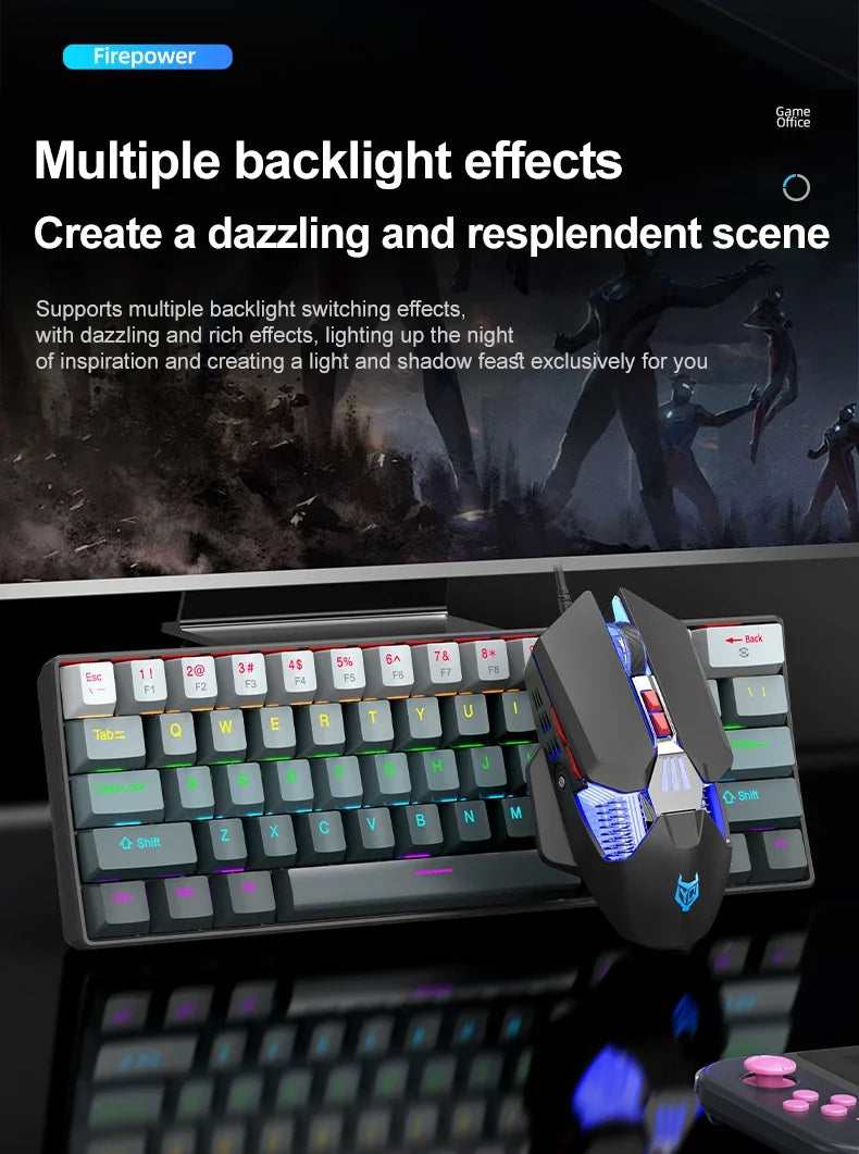 APAYADO™ 60% Mini Mechanical RGB Keyboard & Mouse Kit – Red Switches, 7200 DPI, Phantom RGB | FlipStylez LLC®