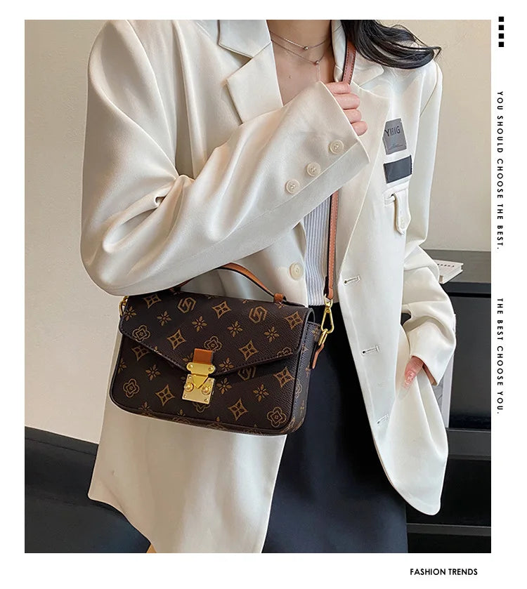 2026 New Women's Bag, Fashion Printed Shoulder Bag, Handheld Square Bag, Versatile High-end Texture Crossbody Bag