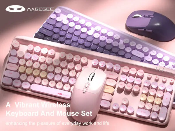 MageGee V920™ Wired Keyboard & Wireless Mouse Combo – 104 Keys, Ergonomic, FN Multimedia, 3-Level DPI, Power Saving, Green, Gray, Sky Blue, Purple & Pink | FlipStylez LLC®