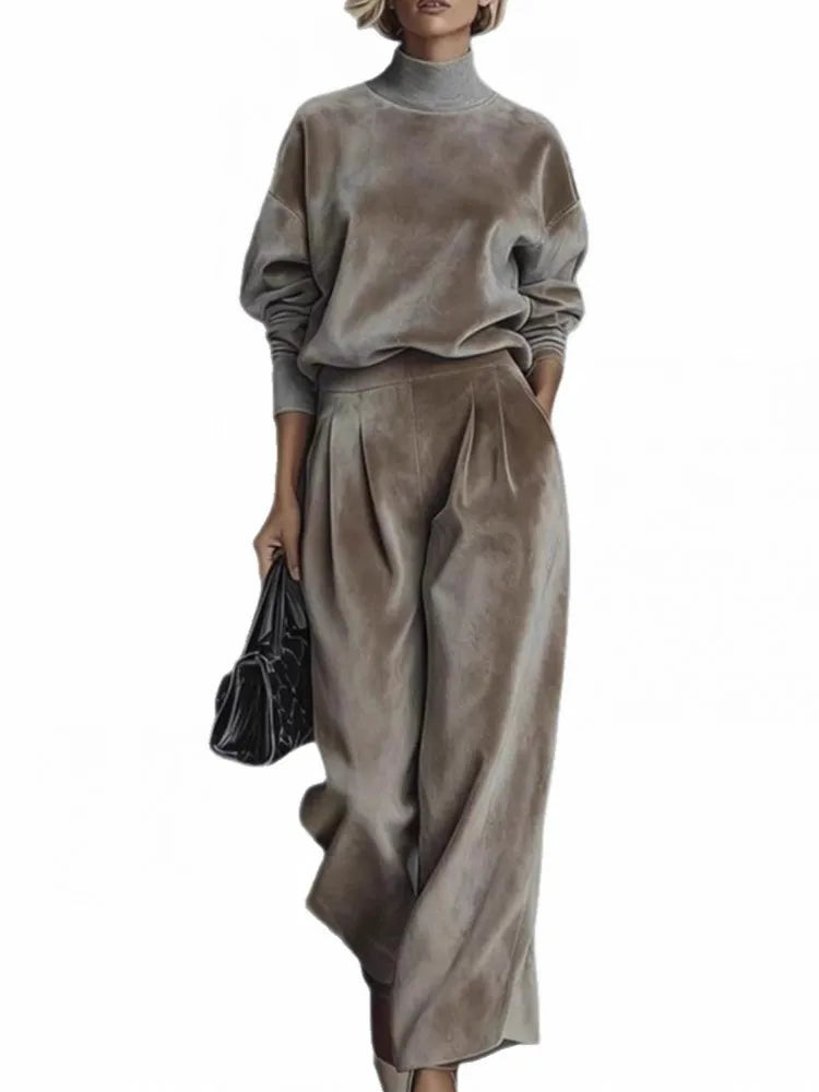 2 Pieces Women's Sets Spring Autumn Pullover Suit Long Sleeve Tops and