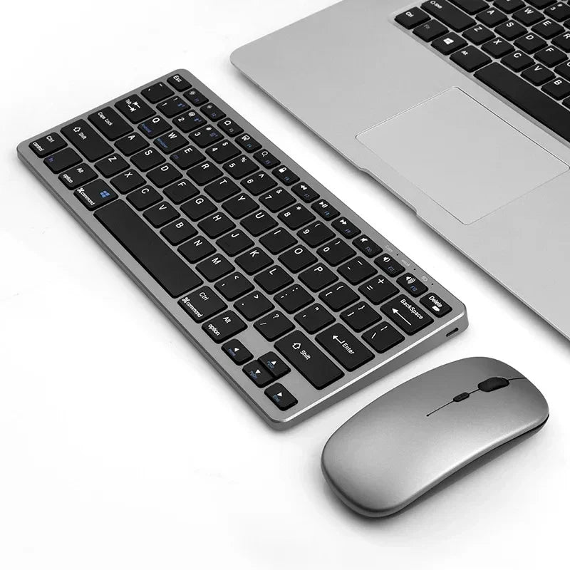 61-Key Bluetooth & 2.4G Wireless Rechargeable Keyboard & Mouse Combo – Tri-Device, Silent, Compact Office & Home Set | FlipStylez LLC®