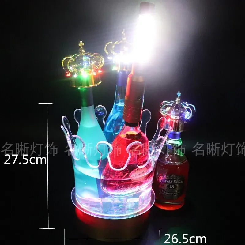 Rechargeable LED Ice Bucket  Crown Shaped Wine Beer and Champagne Cooler with Glowing Light for Bar Party and Nightclub Use