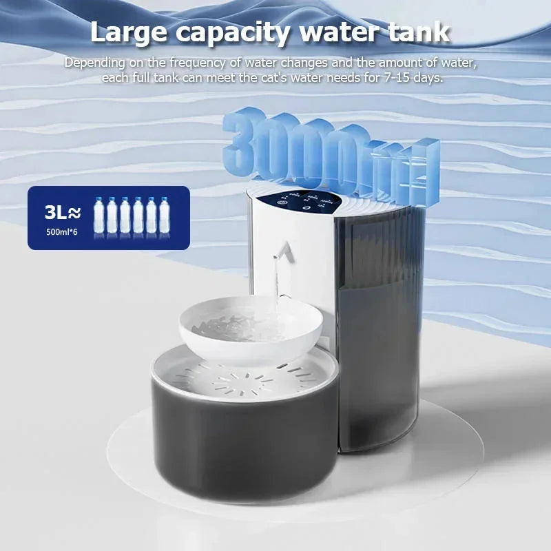 3L Large Capacity Pet Smart Water Dispenser With Filtration And Waste Separation Pour-Type Automatic Cat Small Dog Water Feeder