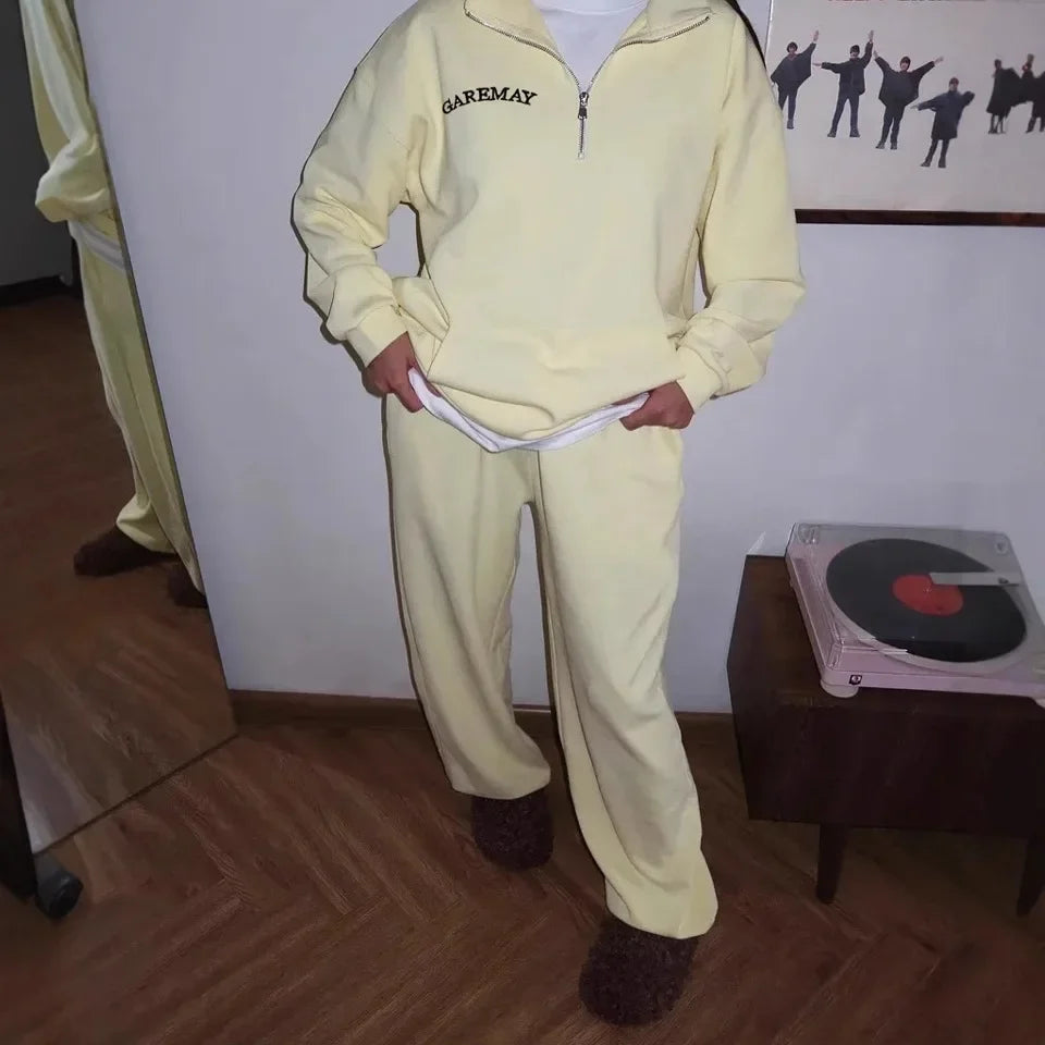 Autumn Women's Tracksuit with Zipper Oversize Hoodie Classic Two Piece