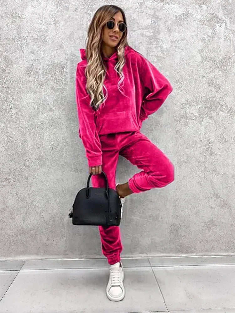 Autumn Winter Tracksuit Women Two Piece Set Oversized Hoodie