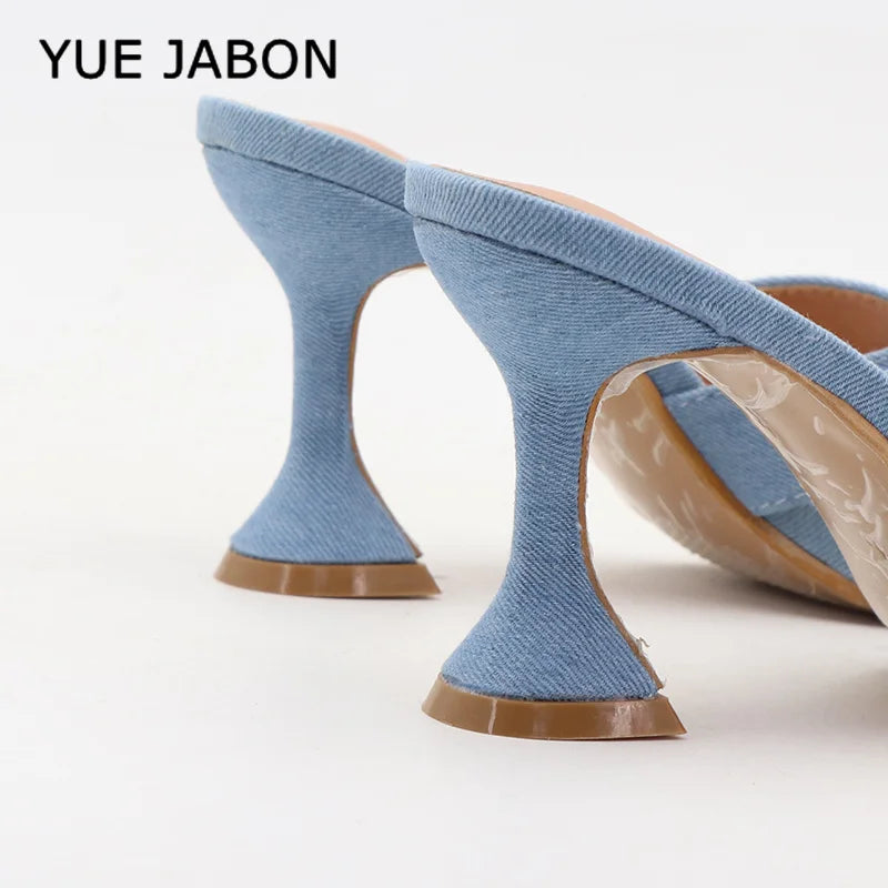 Blue Women's Shoes Fashion Summer Women's Slippers Square Toe Solid