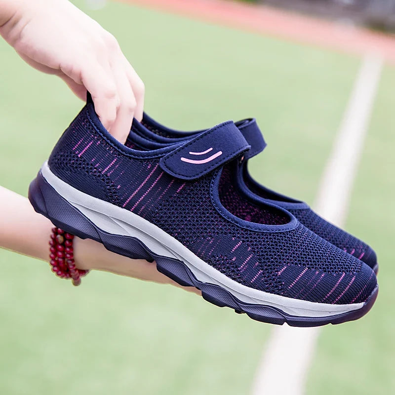 Summer Fashion Women Flat Platform Shoes Woman Breathable Mesh Casual