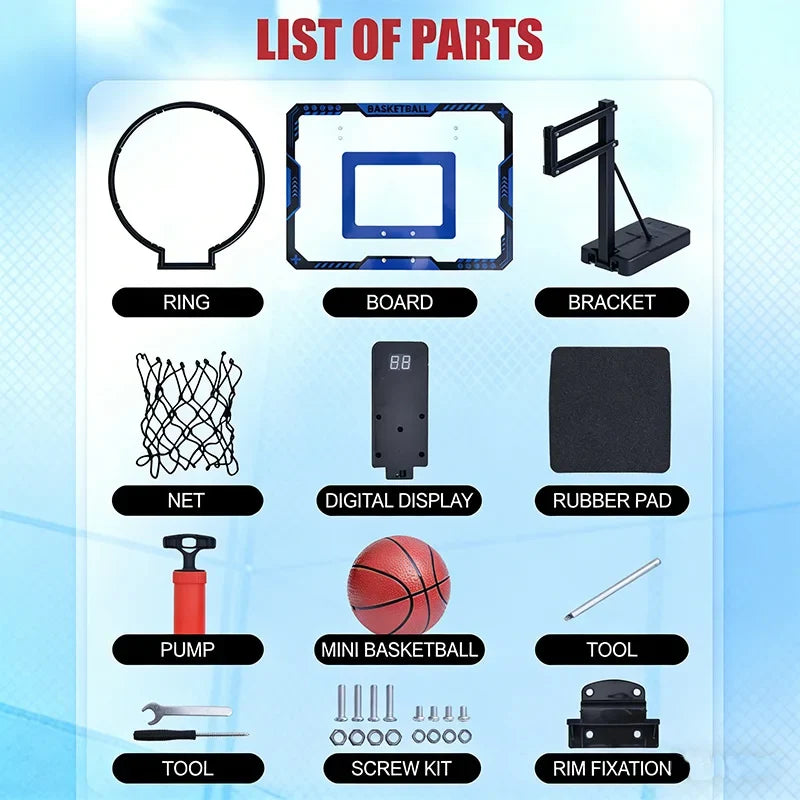 Basketball Hoop Wall Mounted, Over Door Indoor Outdoor Hoop Set with