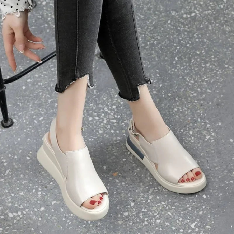 2026 Summer Wedge Platform Sandals Fashion Retro Romen Beach Shoes Ladies Casual Peep Toe Soft Comfortable Sandalias De Mujer