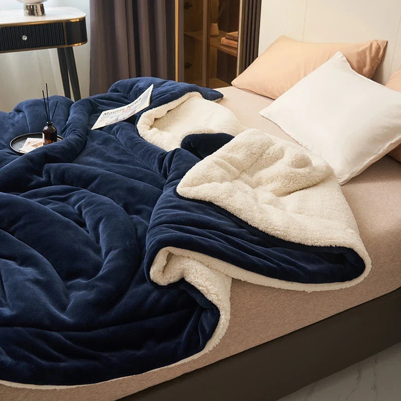 Flannel Sherpa Reversible Blanket, One Side Soft Flannel Other Side Cozy Sherpa Fleece, Lightweight Warm Throw for Sofa Travel