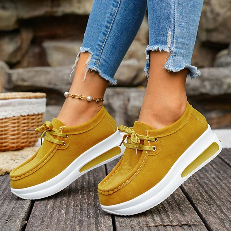 Basic Color Platform Loafers for Women Spring Light Thick Sole Wedge