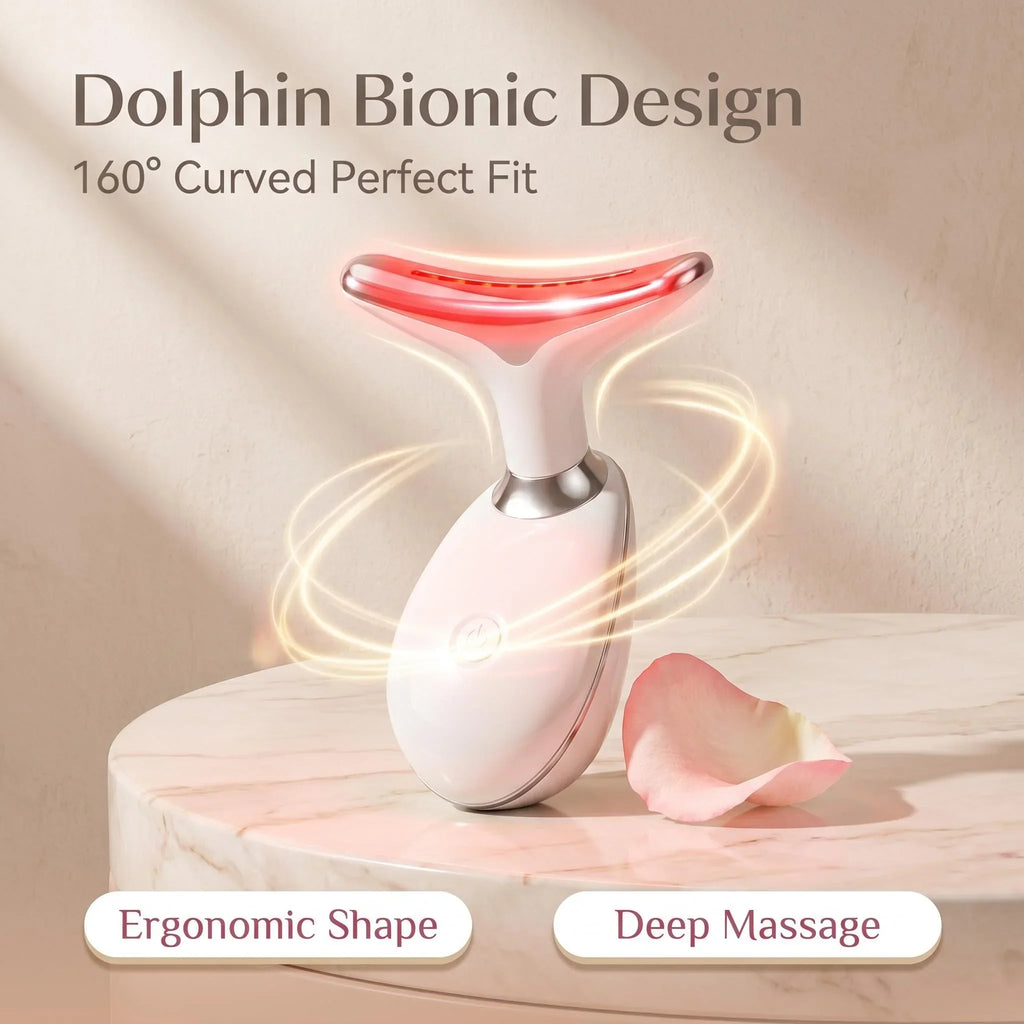 7 Colors LED Light Face Neck Beauty Device with Vibration Massage for