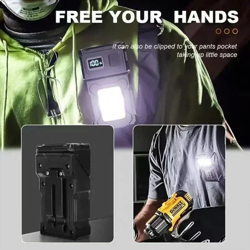 2/1Pcs Portable Flashlight Super Bright MINI USB Rechargeable LED Tail MagnetTorch with COB Emergency Light for Camping Hiking