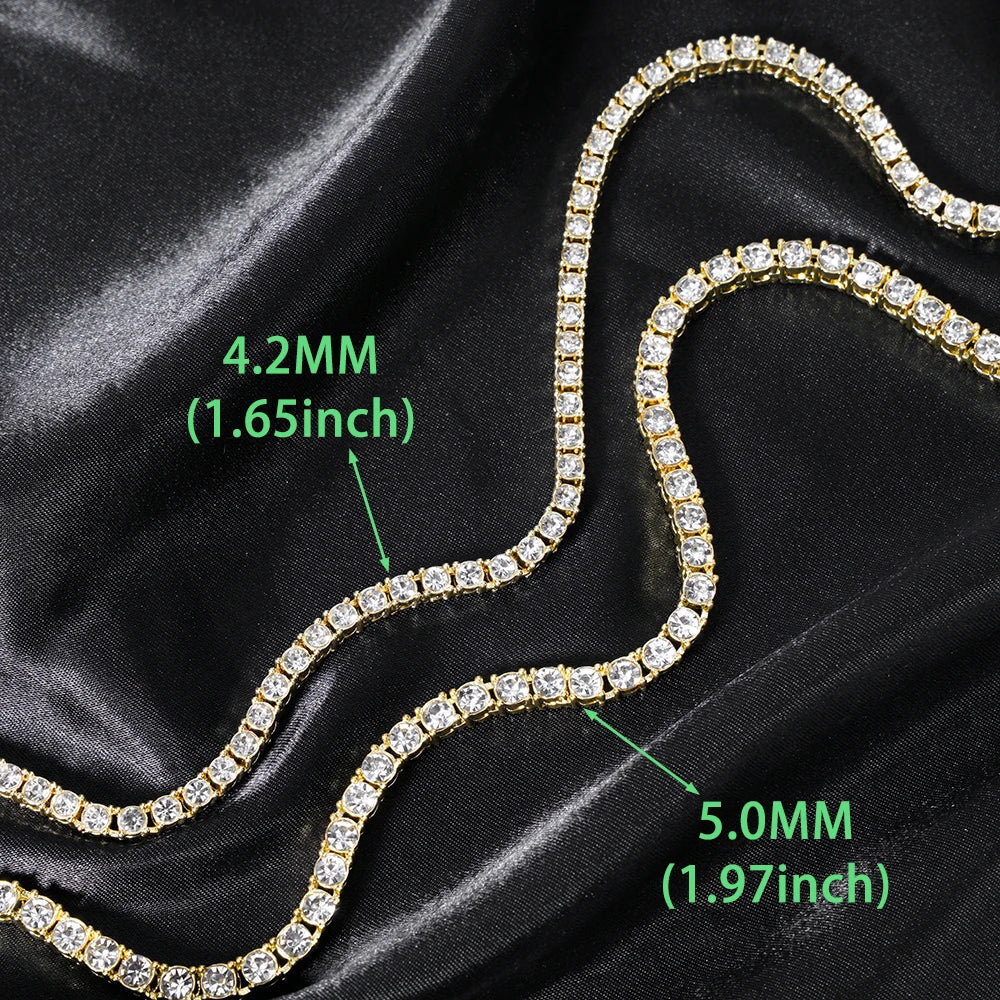 Hip Hop 5MM Tennis Chain Iced Out Bracelet Necklace Men Fashion Silver Color Tennis Jewelry Chains Women 20inch Choker Punk Gift
