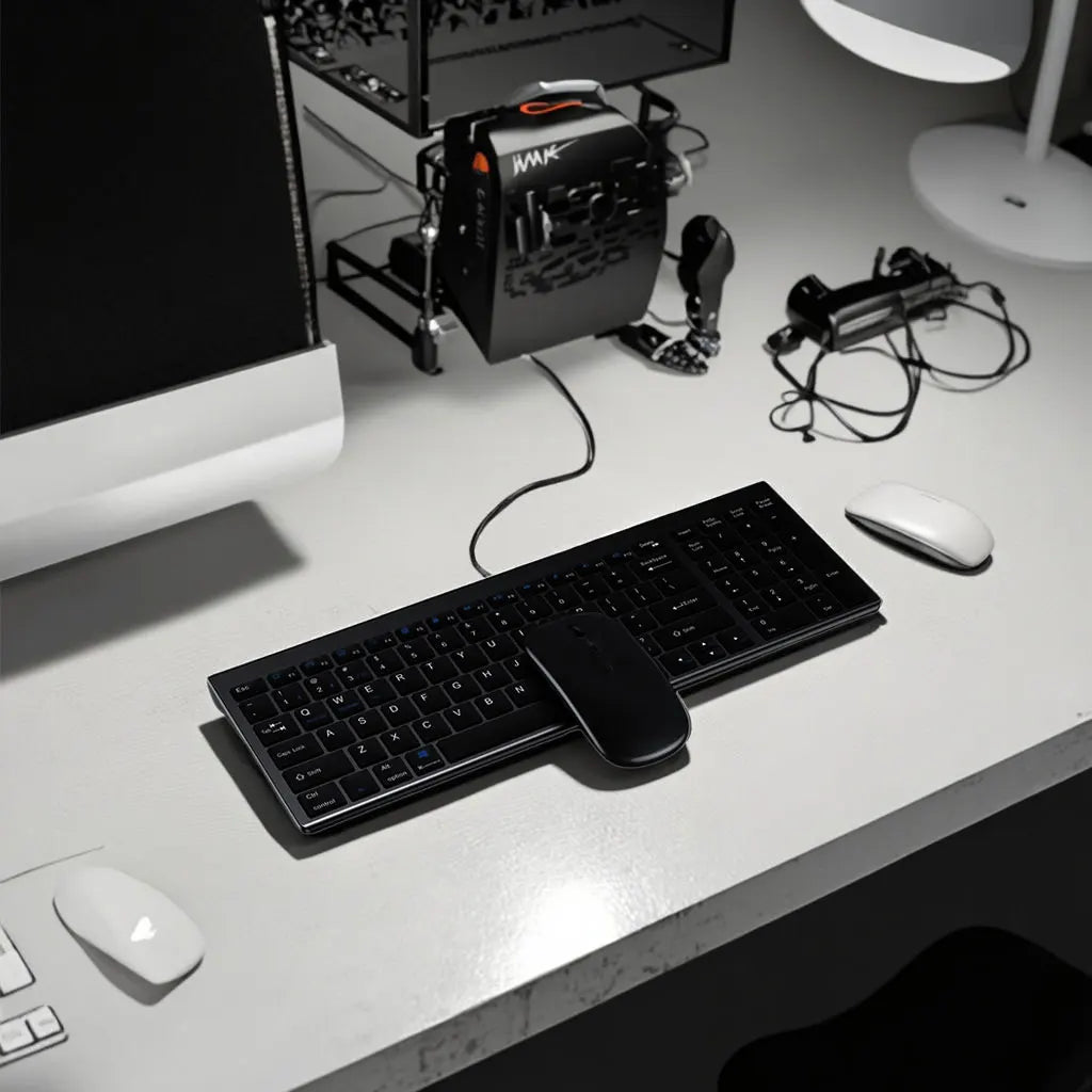 T.F.SKYWINDINTL™ Ultra-Slim Business Wireless Keyboard & Mouse Set – 2.4GHz, Rechargeable, Waterproof, USB, Office & PC Laptops, Type-A & Type-B | FlipStylez LLC®