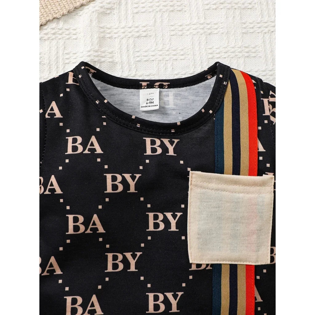 2PCS Summer Toddler Baby Boy Clothing Set T-Shirt Letter Short Sleeve