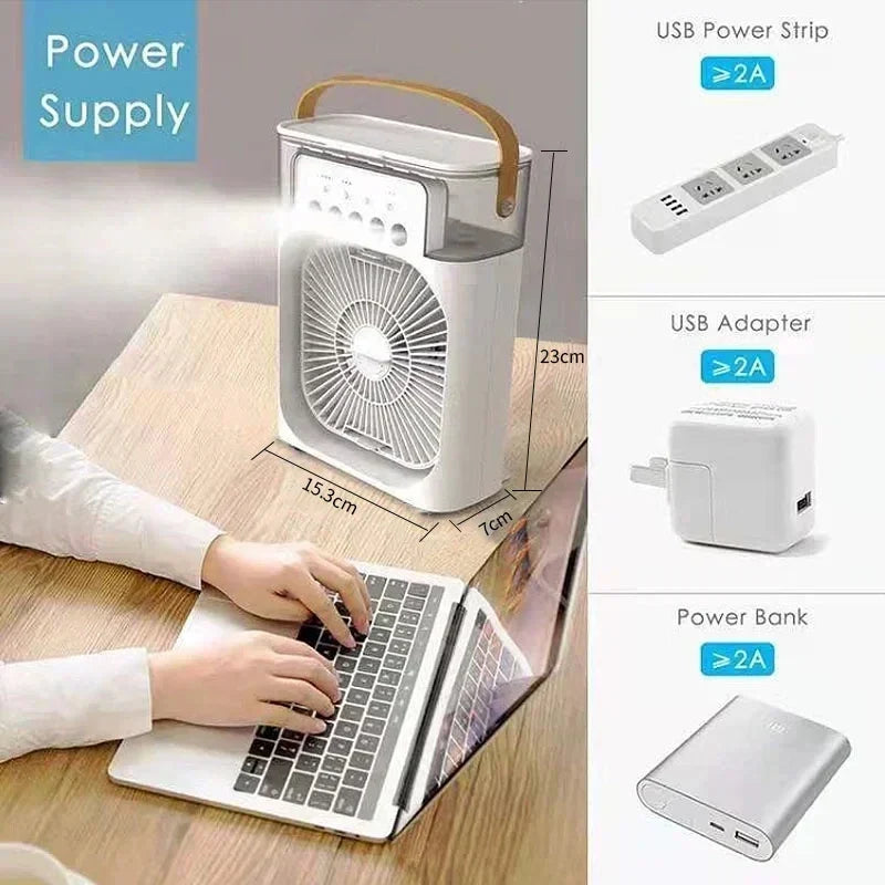 3 in 1 New Fan Air Conditioner Household Small Air Cooler LED Night