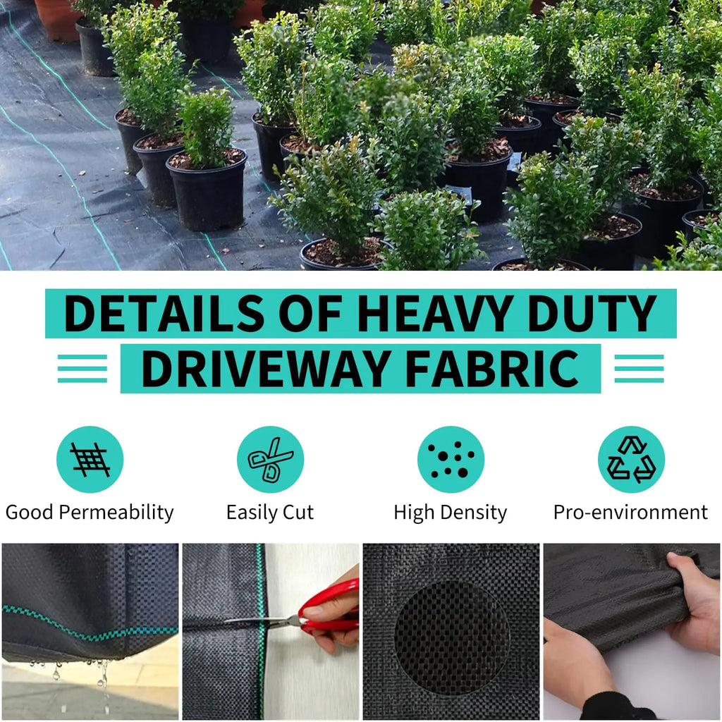 3/4/6*300/600ft Weed Barrier Landscape Fabric, Heavy Duty Weed Block