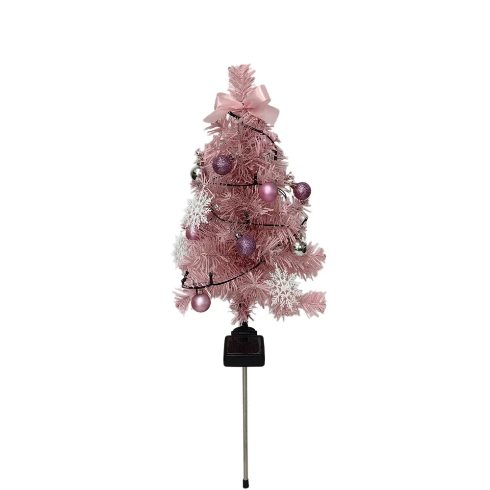 Solar Christmas Tree Outdoor Christmas Decorations Waterproof Solar Christmas Lights for Yard Front Porch Pathway Grave Decor