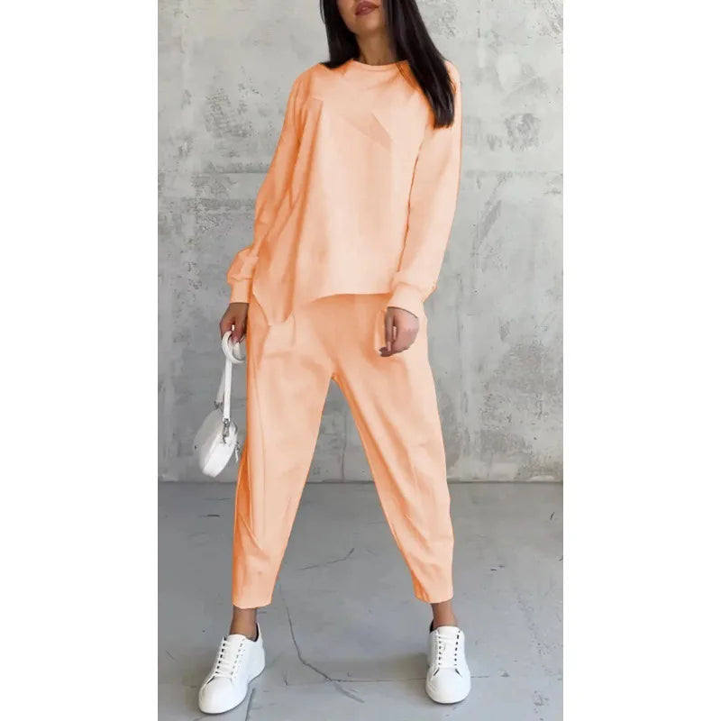 Autumn Winter Solid Color Casual Loose Irregular Long Sleeve Hoodie