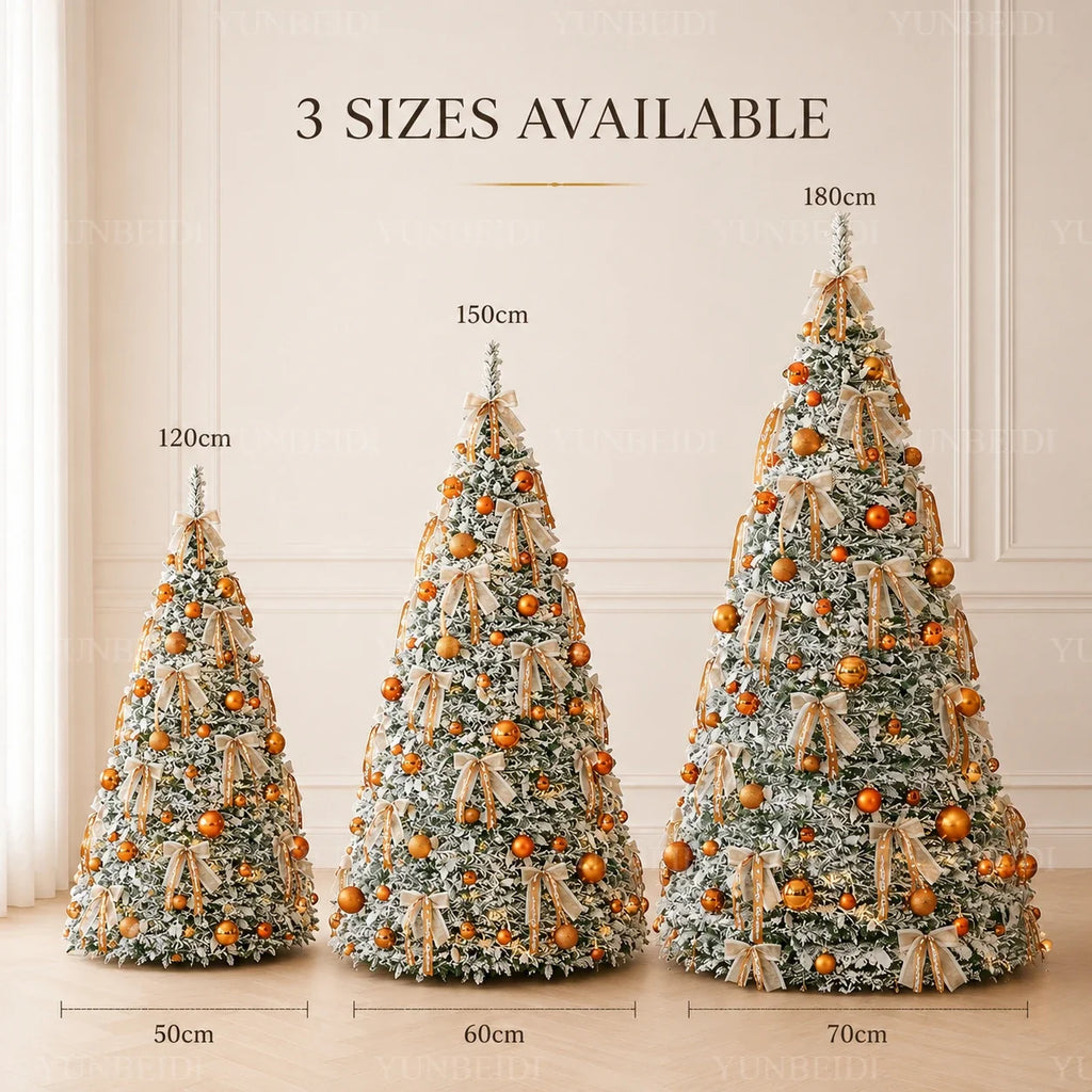 Integrated Christmas Tree Foldable with Ornaments LED Lights High Grade Christmas Tree 120cm To 180cm Home Christmas Party Decor