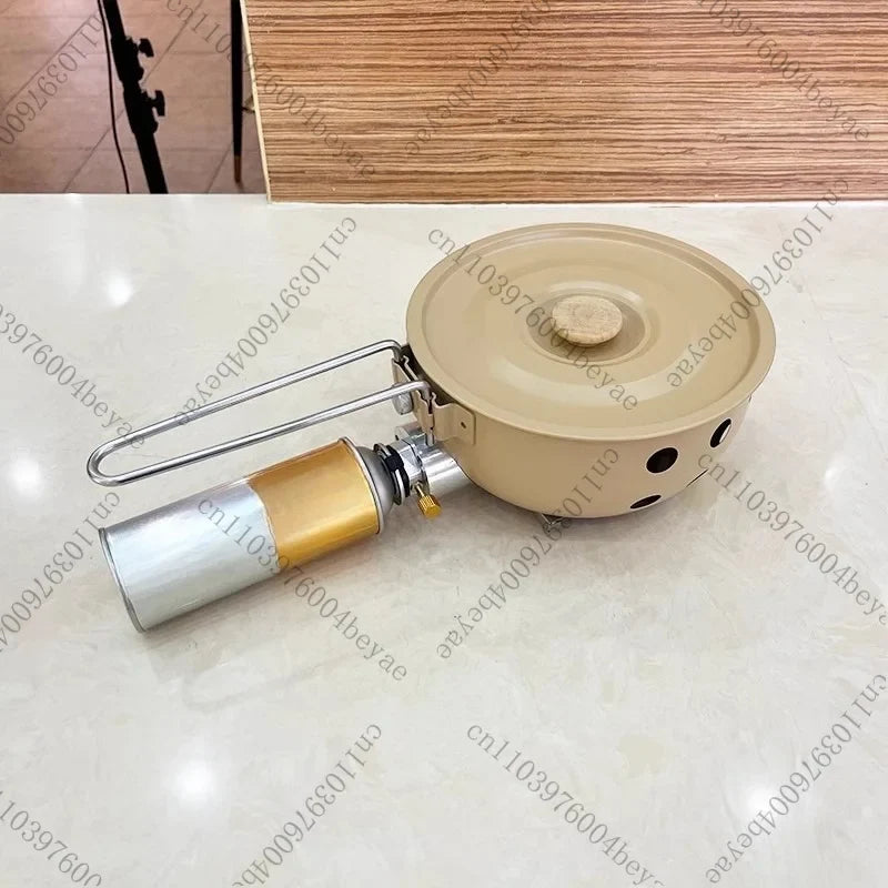 Camping Gas Stove with Non-Stick Pan Windproof Portable Camping Picnic