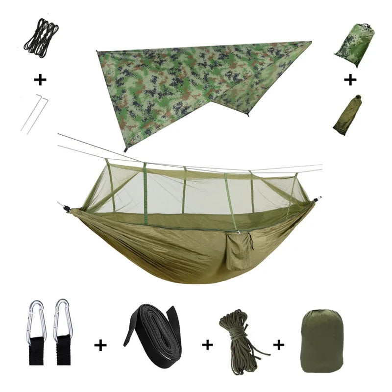 Anti Outdoor Camping Hammock with Mosquito Net and Rain Tent Equipment