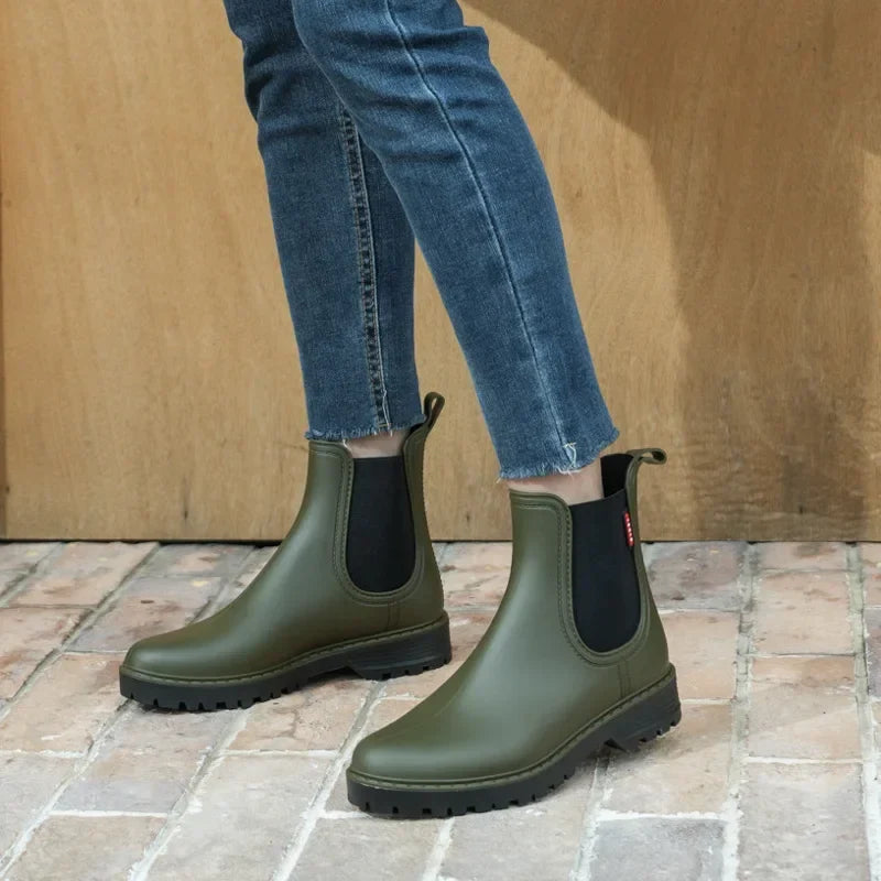 Women's short tube rain boots 2025 fashion new low top water shoes lightweight anti slip rain boots