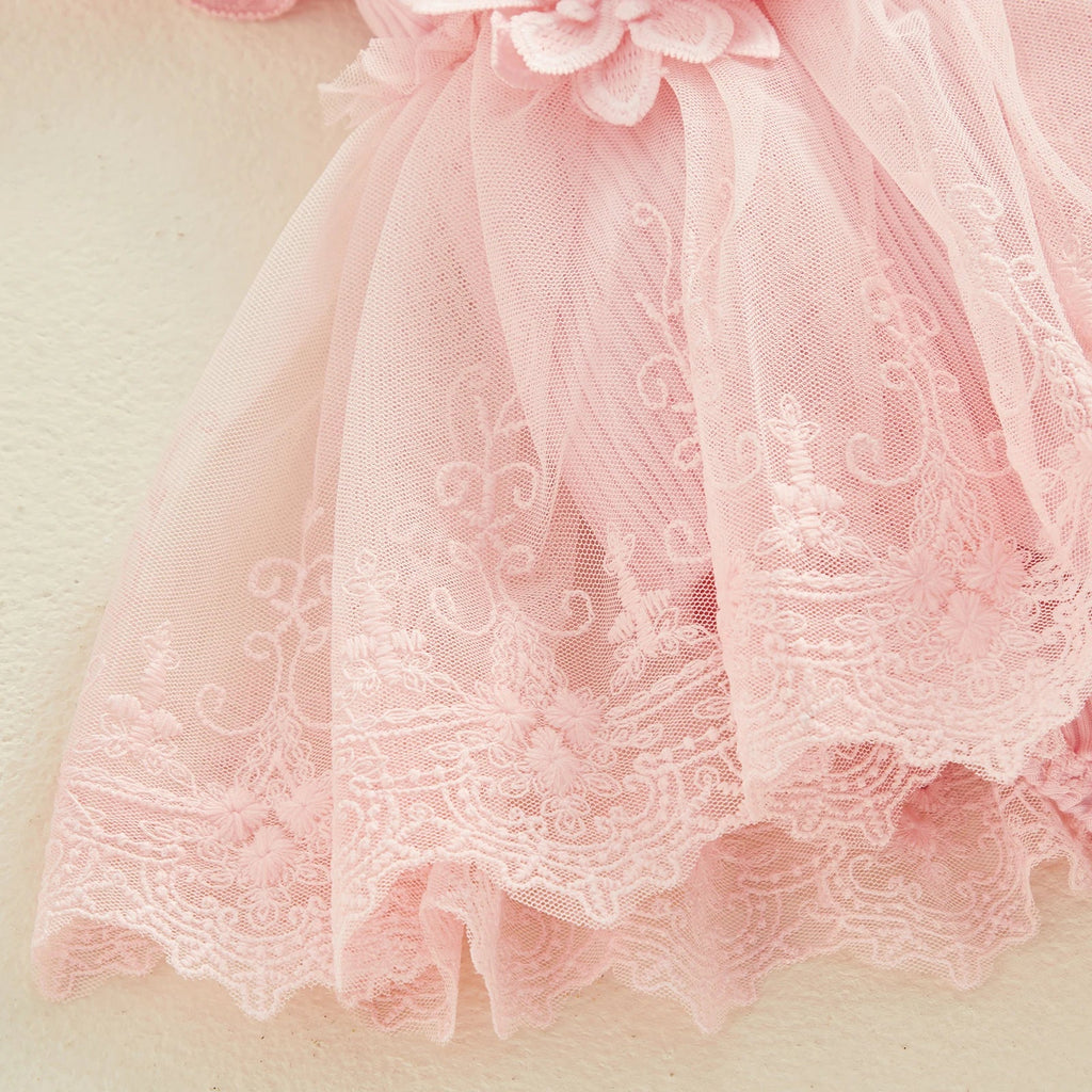 3D Flower Summer Baby Girls Romper Princess Mesh Newborn Clothes Lace