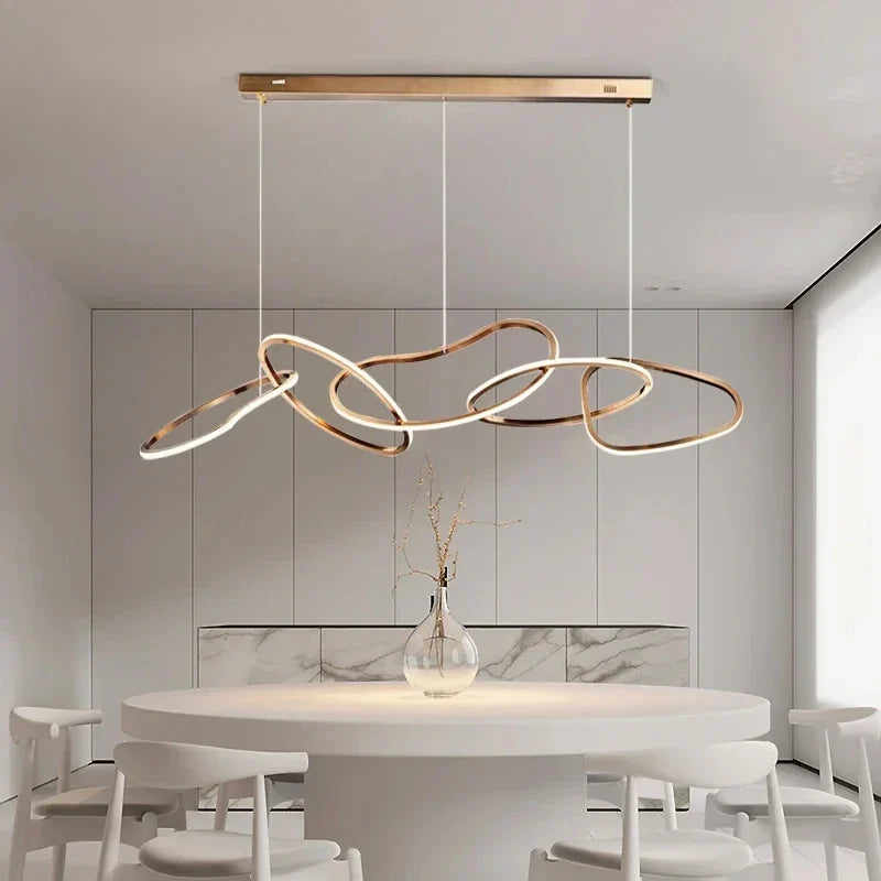 Modern Rings Pendant Lights Black&Golden for Living Dining Room Bedroom Ceiling Chandelier Lamps Indoor Hanging Lighting Fixture
