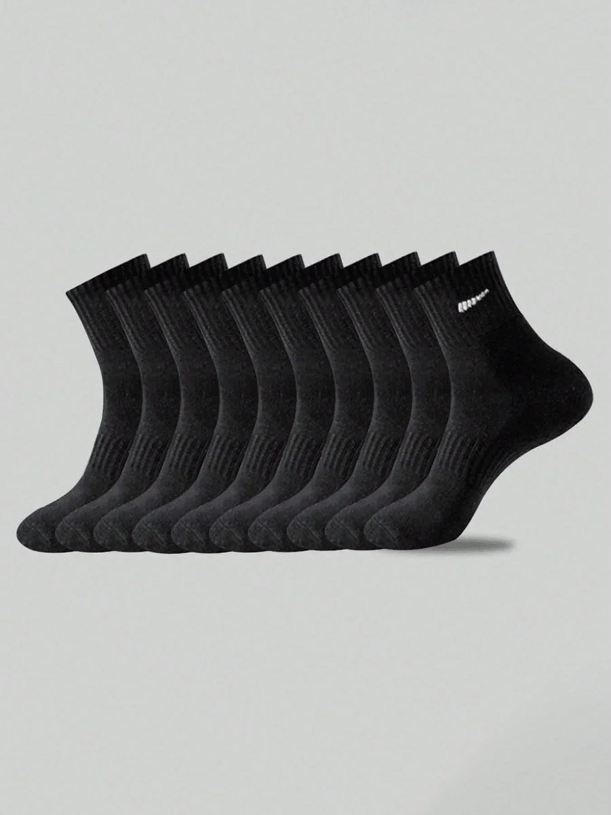 10-Pair Black Sock Pack - Extra-Soft, Comfortable Casual-Style Socks Crafted From Premium Breathable Cotton, Perfect For Everyd