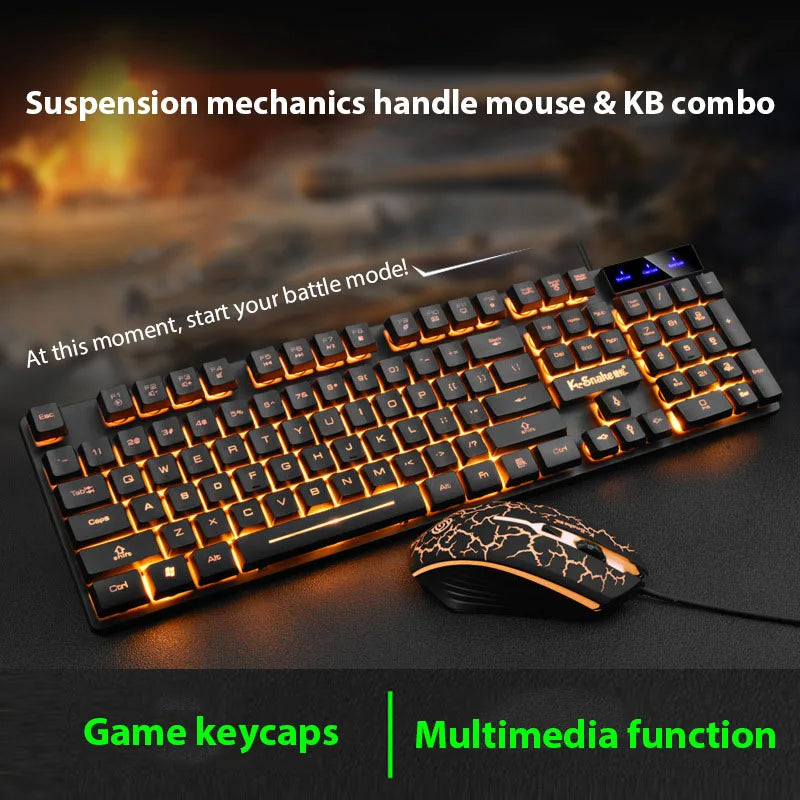 KM320™ Waterproof Backlit Gaming Keyboard & Mouse Set – Triple Waterproof, Mechanical Feel, Multimedia FN Keys, White, Black & Orange | FlipStylez LLC®