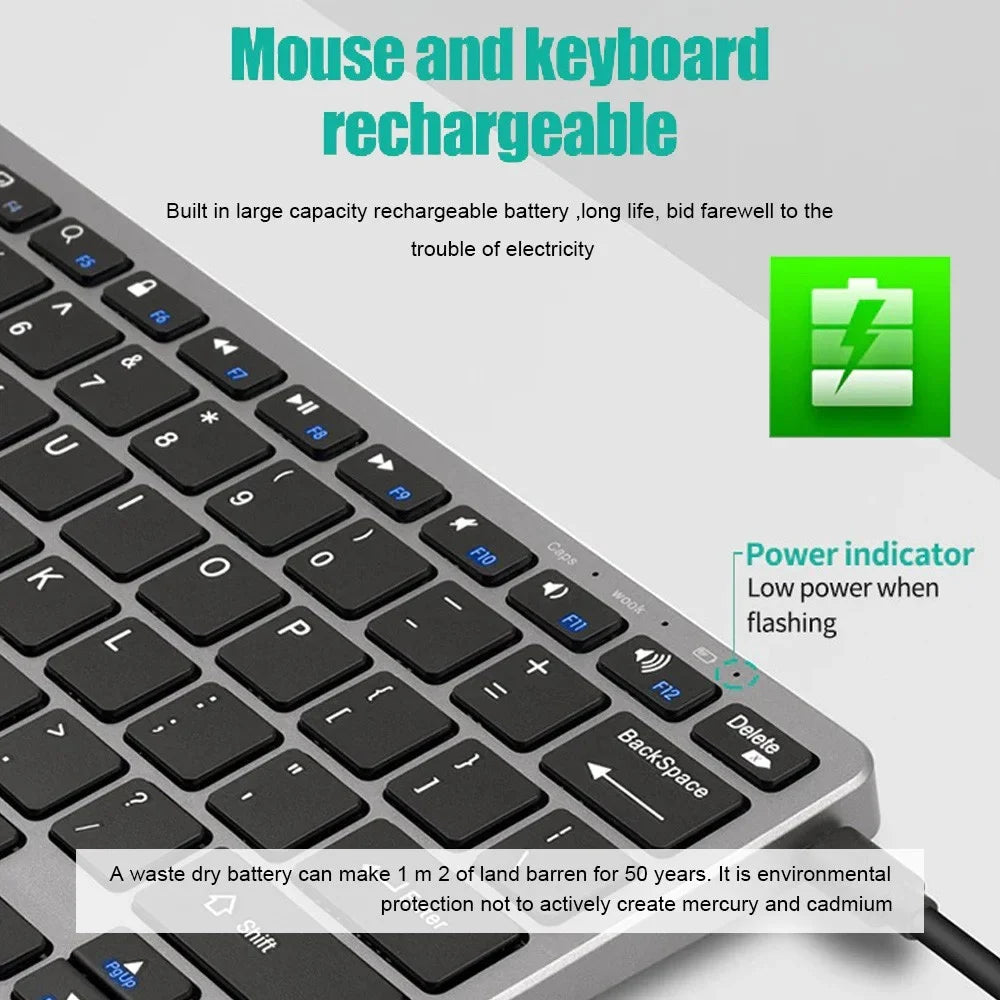 AIPHY™ K818 3-Mode Wireless Keyboard & Mouse Combo – Bluetooth 5.0 + 2.4GHz, Rechargeable, Multi-Device | FlipStylez LLC®