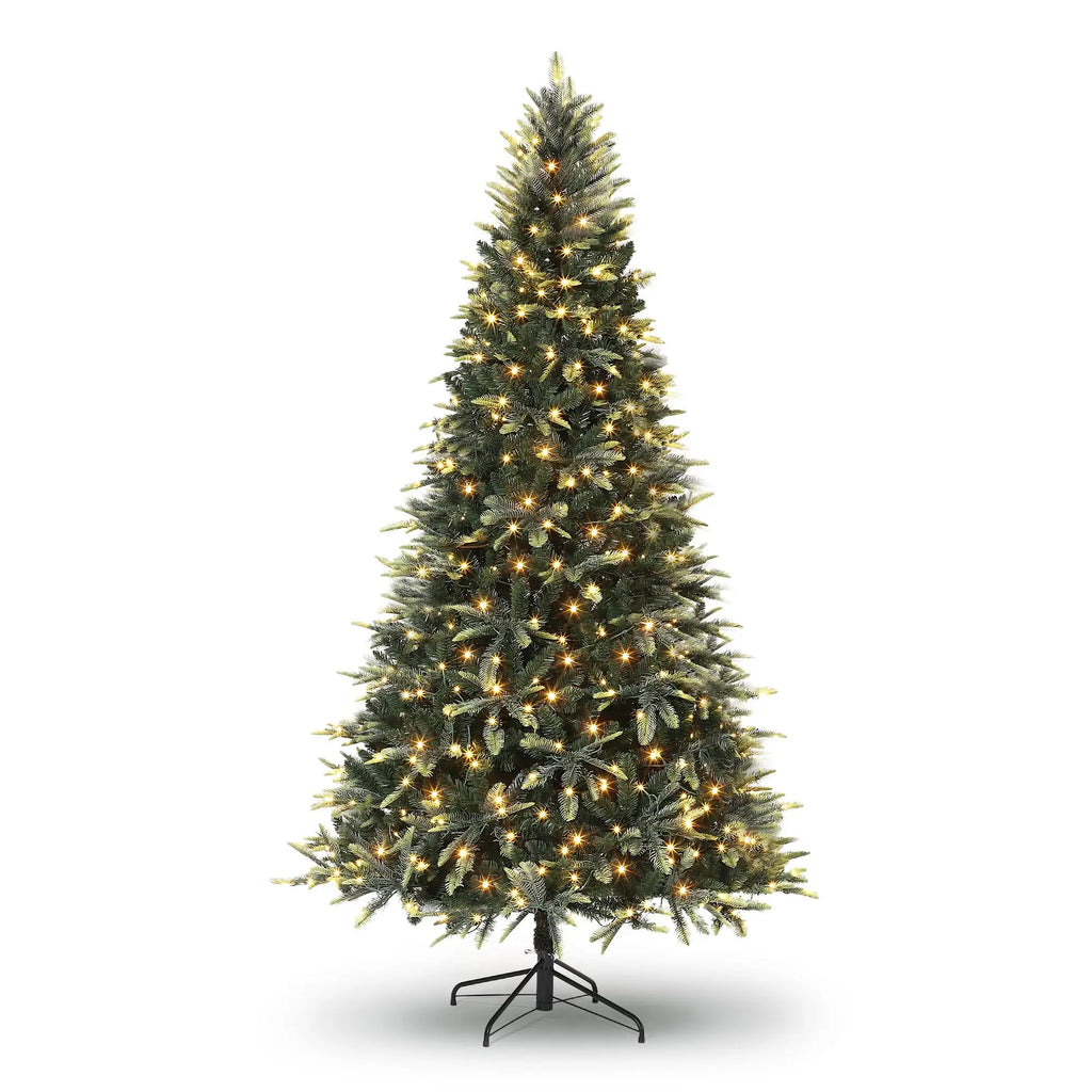 6.5ft Christmas Tree, Artificial Christmas Tree with 300 Warm White Lights, PE & PVC Xmas Tree with Thickened Branch Tips, Easy Assembly for Home Office Party, Green