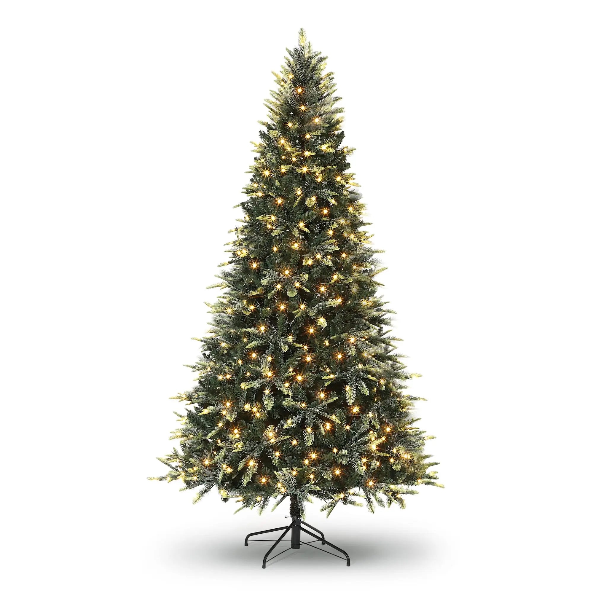 6.5ft Christmas Tree, Artificial Christmas Tree with 300 Warm White Lights, PE & PVC Xmas Tree with Thickened Branch Tips, Easy Assembly for Home Office Party, Green