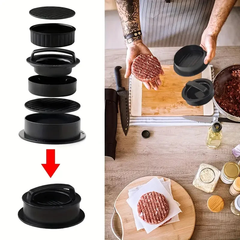 Burger Press Mold & Patty Press Maker -3 in 1 Stuffed Hamburger Patty