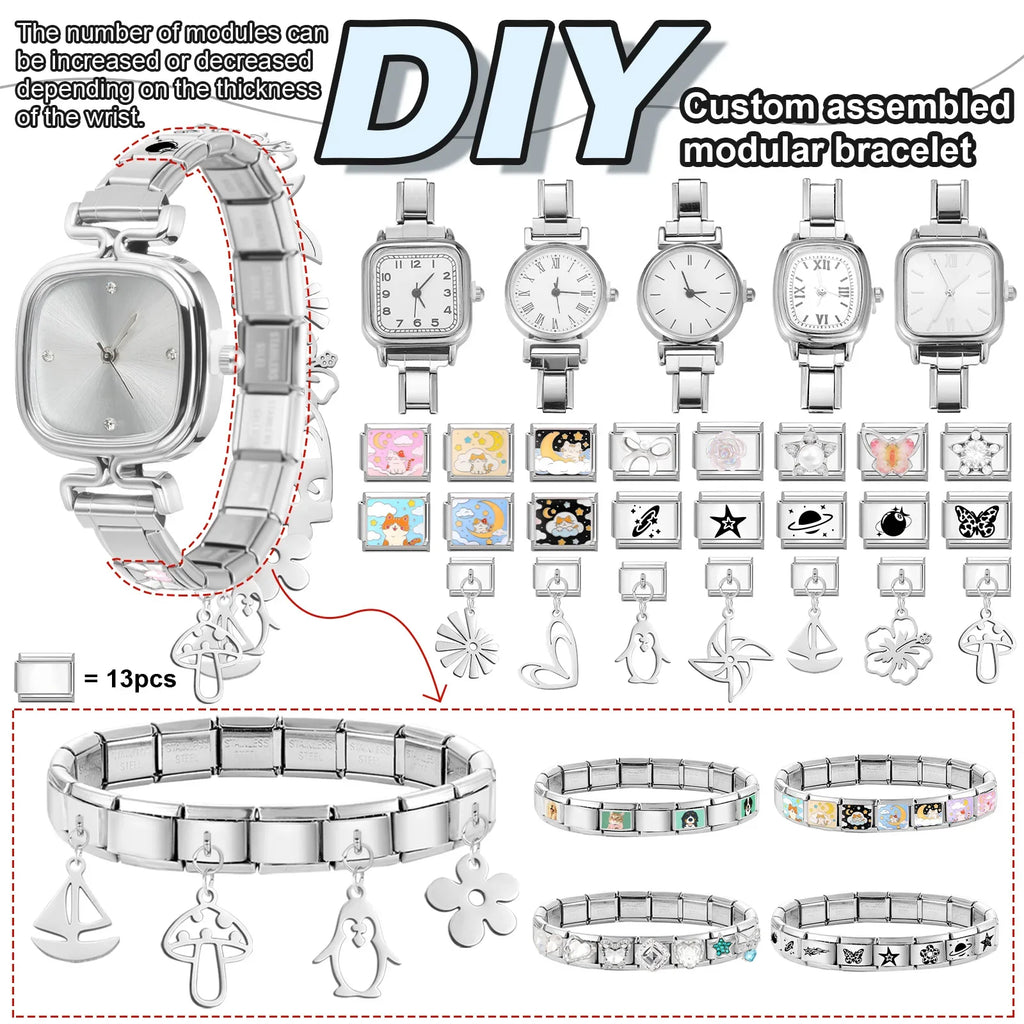 1PC 's Stainless Steel Round Simple Watch Bracelet Bangle for Friend