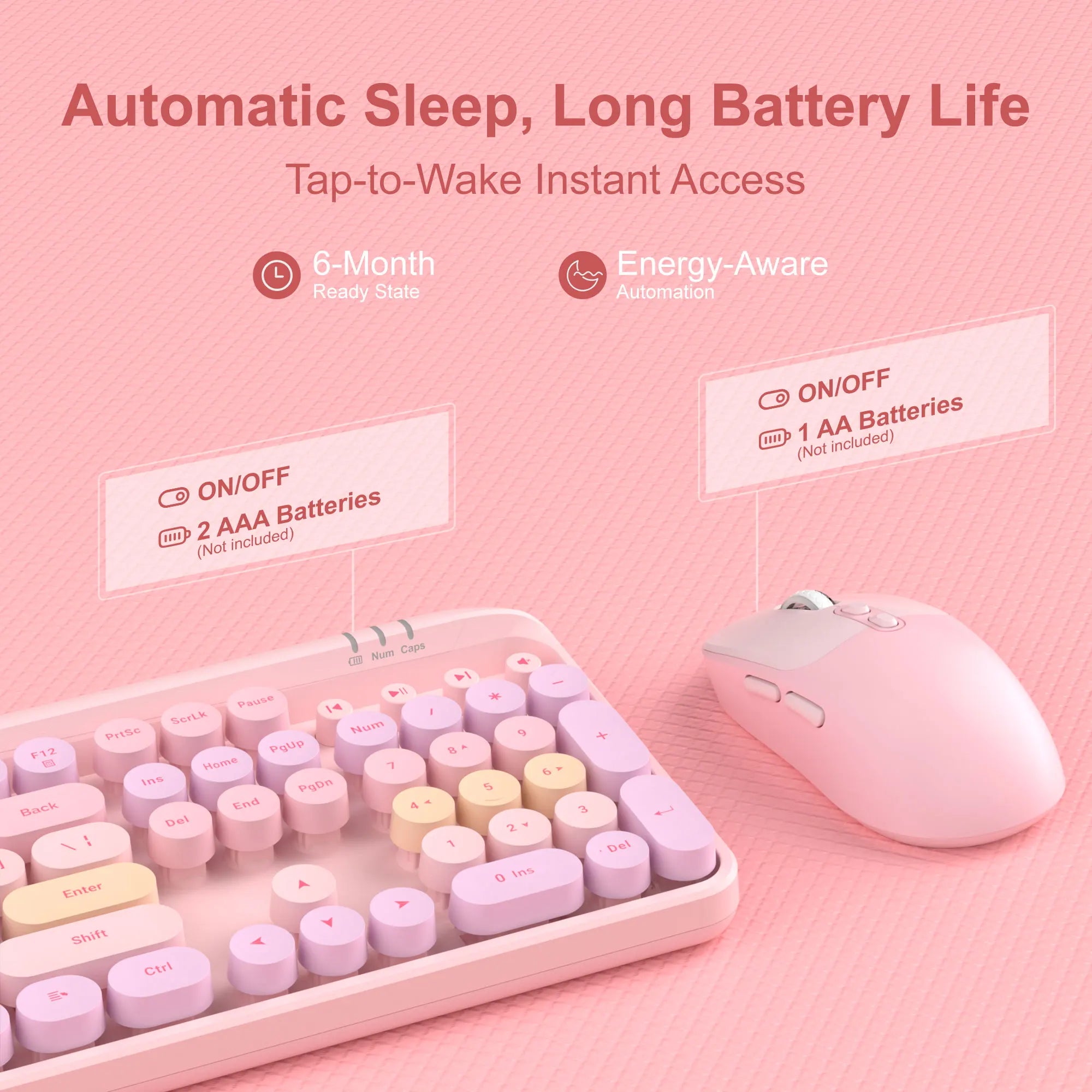 MageGee V920™ Wired Keyboard & Wireless Mouse Combo – 104 Keys, Ergonomic, FN Multimedia, 3-Level DPI, Power Saving, Green, Gray, Sky Blue, Purple & Pink | FlipStylez LLC®