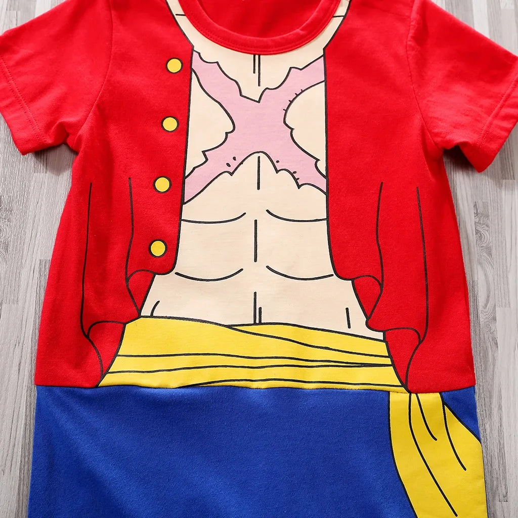 Cartoon 100% Cotton Short Sleeve Newborn Baby Boy Onesie Round Neck