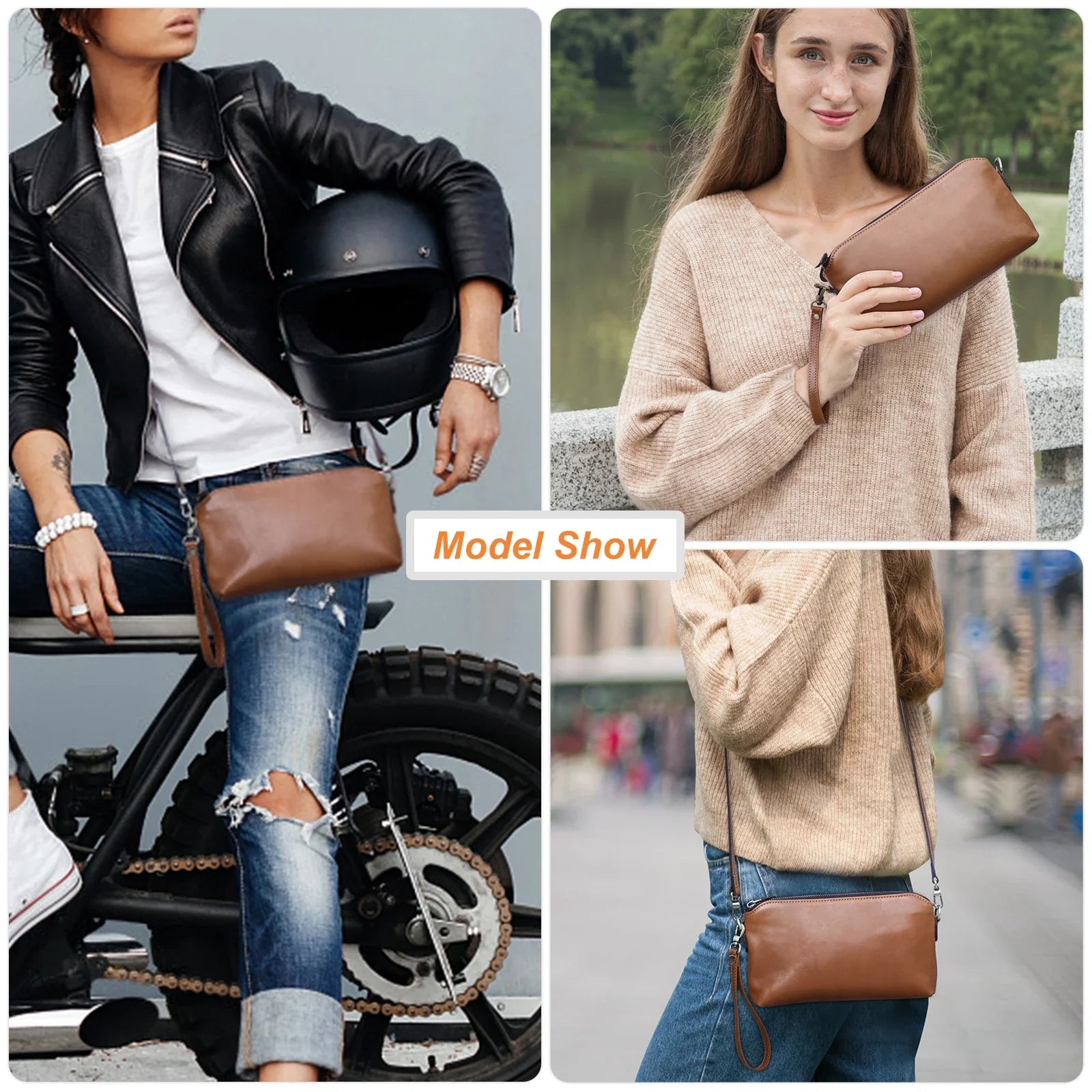 CONTACT'S Genuine Leather Sling Shoulder Bags for Women Brand Fashion Female Bags Handbags Clutch Bags Phone Pockets Wallets