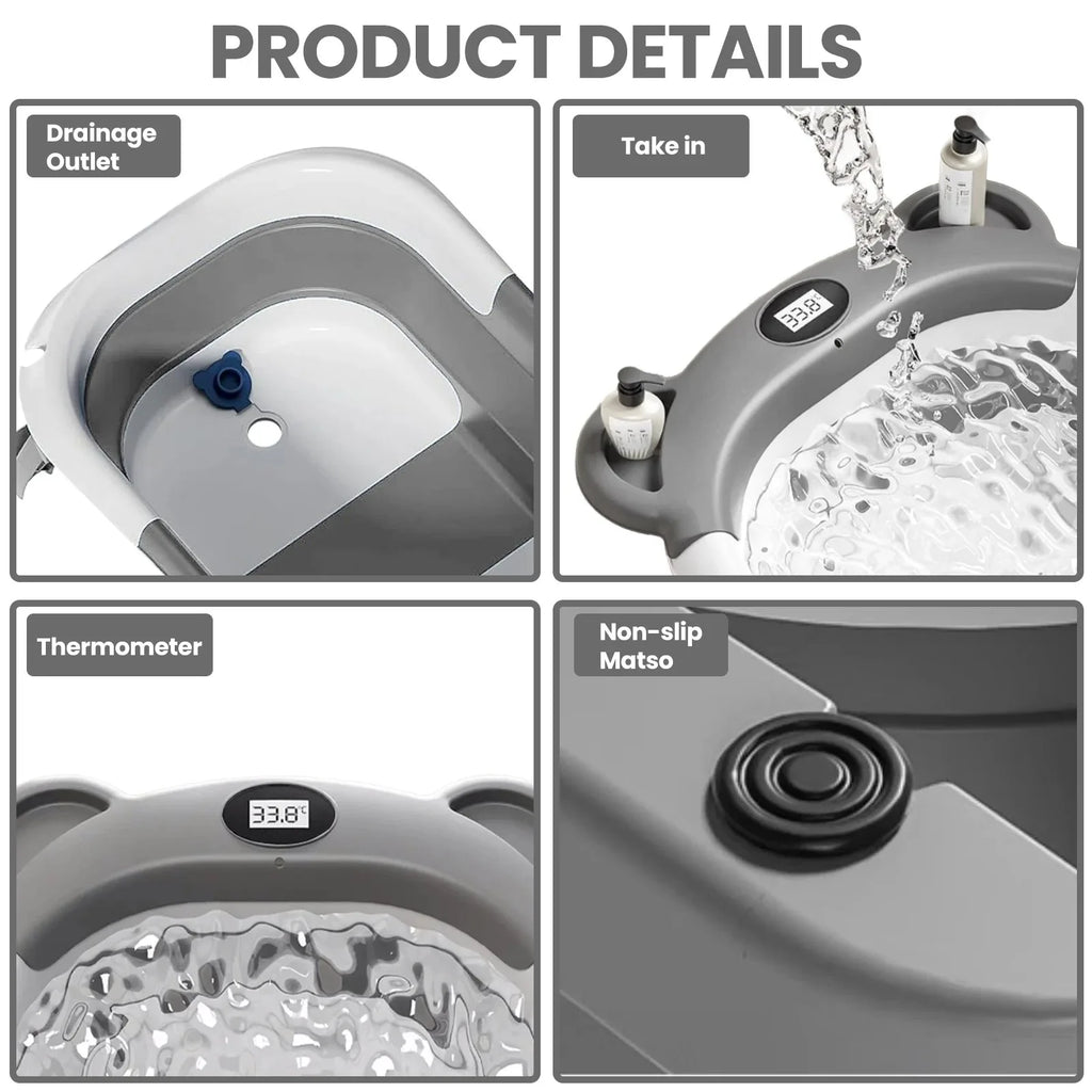 Newborn Collapsible Baby Bathtub Portable Travel Tub with Thermometer And Soft Floating Cushion Drain Hole Baby Tubs