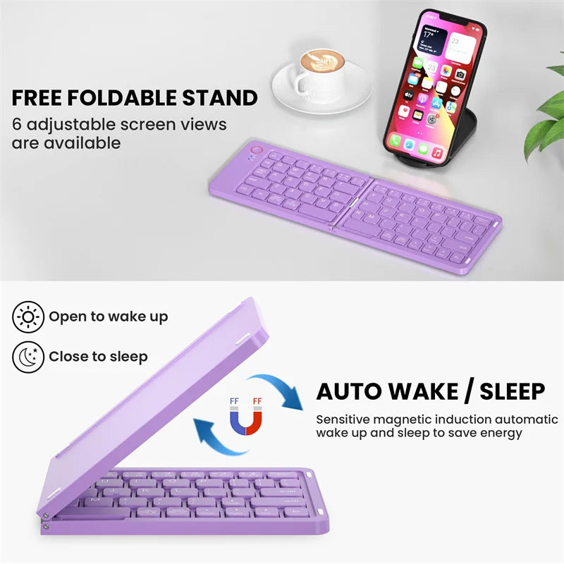 DIXSG™ Portable Bluetooth Foldable Keyboard – iOS, Android & Windows, 230Hr Battery, Silent Keys, Travel Ready | FlipStylez LLC®