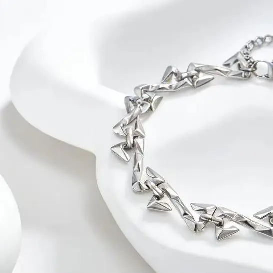 Letter Z Thorn Chain Bracelet for Women Men, Stainless Steel Barbed Wire Link, Gothic Punk Jewelry Gift